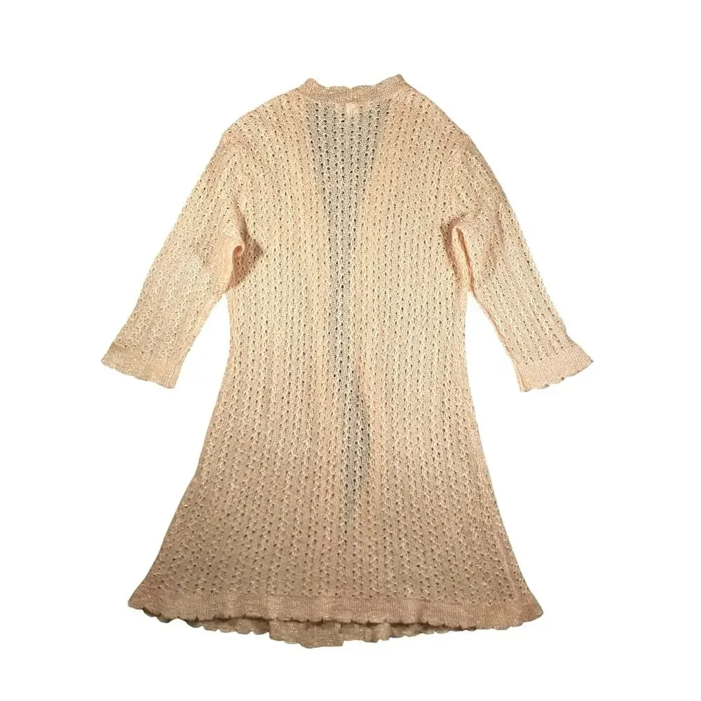 Y2K Victorias Secret Angels Peach Gold Shimmer Mohair Cardigan - M/L